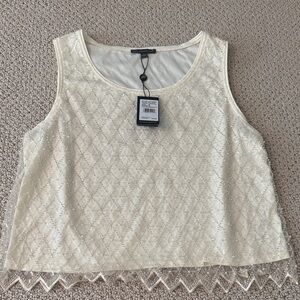 Adrianna Papell Cream Beaded Crop Top